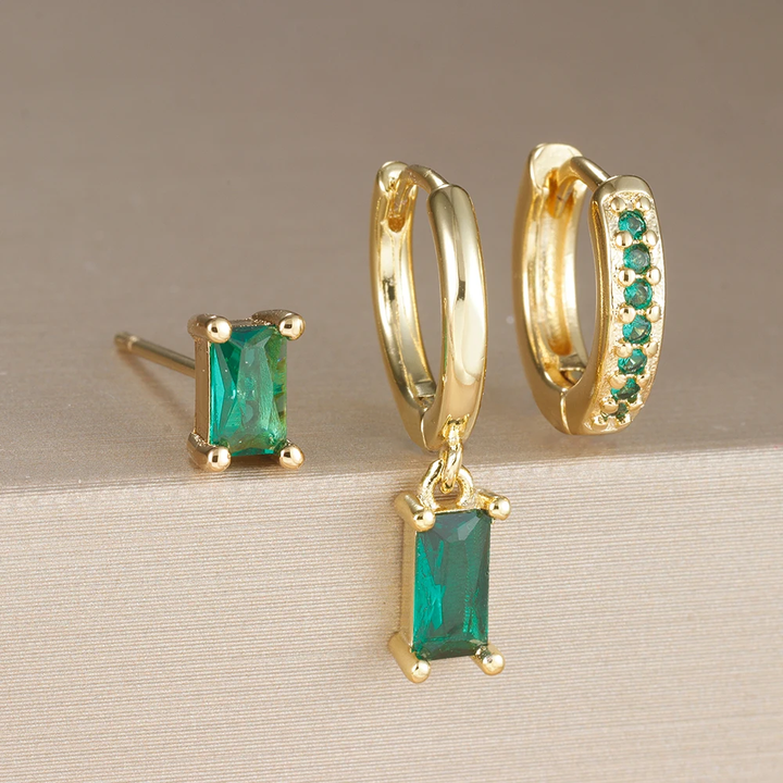 Levoire | Pendentif En Zircon Cristal Série Boucles D'Oreilles Vert