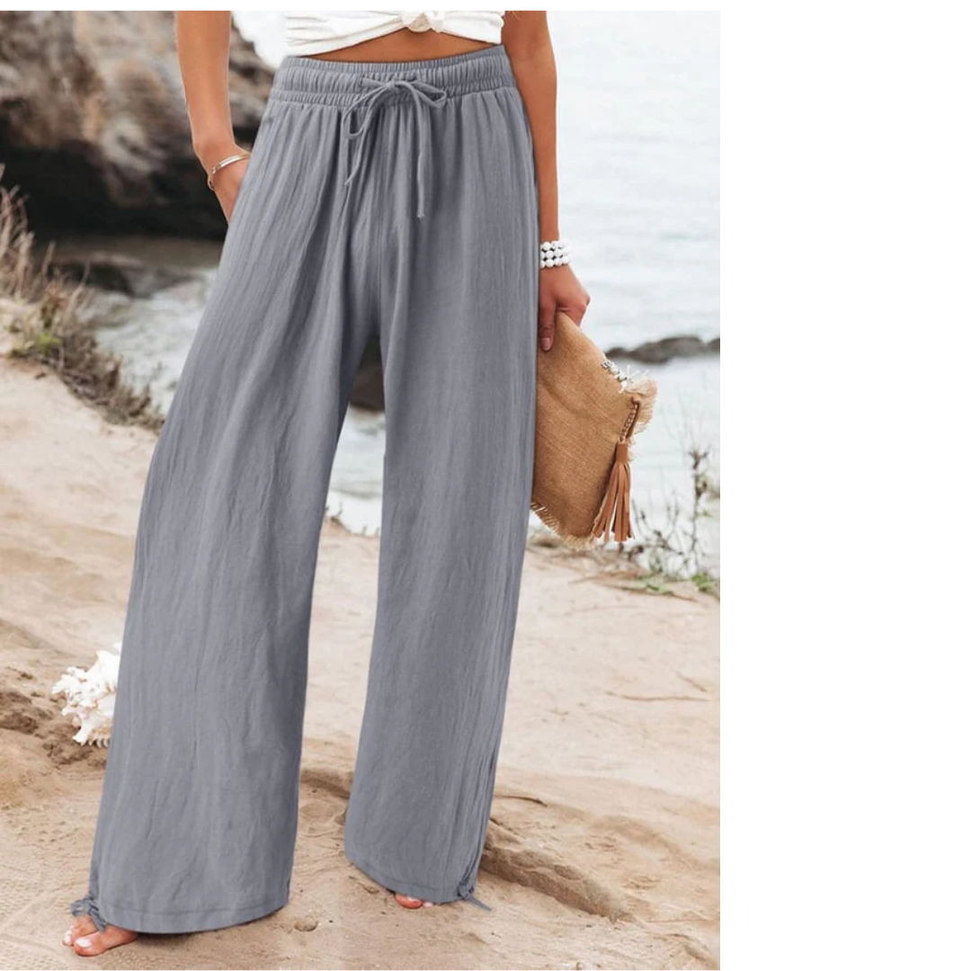 Levoire | Pantalons De Loisirs En Coton Et Lin Pour Femmes Gris