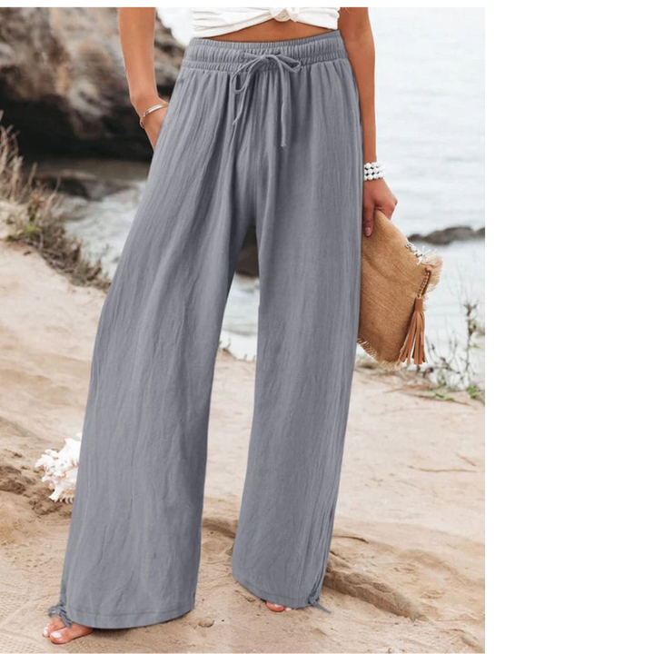 Levoire | Pantalons De Loisirs En Coton Et Lin Pour Femmes Gris