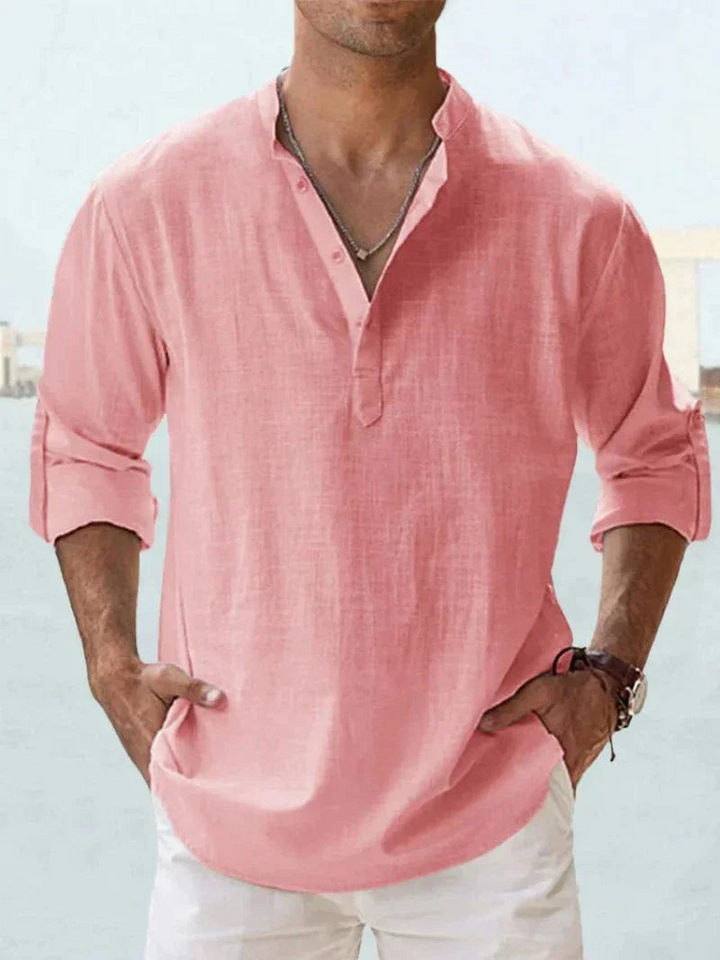 Levoire | Chemise en lin élégante pour hommes en été Rosa