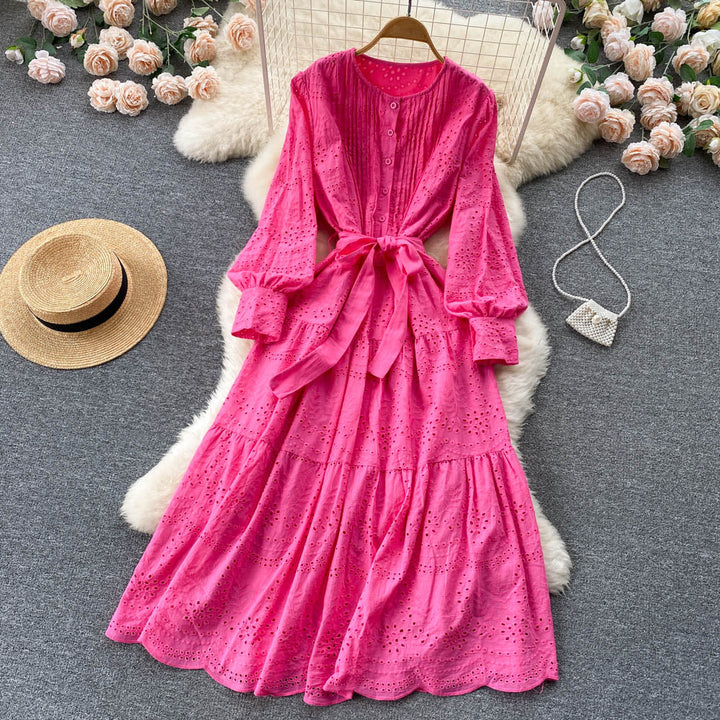 Levoire | Ösen À Manches Longues Robe Longue Rosa Une taille