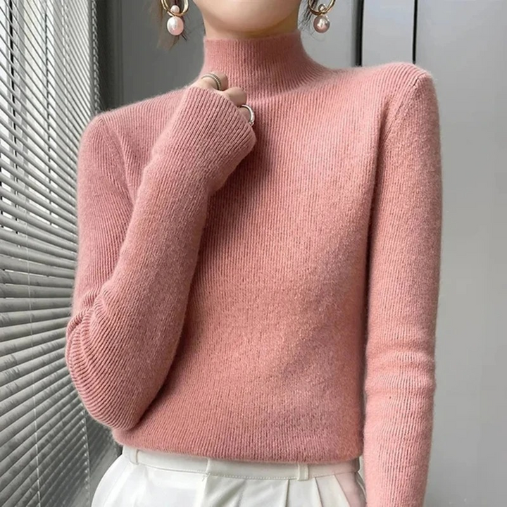 Levoire | Femme Haut Col Roulé Ribbitty Pull Doux Et Élégant Haut Col Roulé Femme Rosa