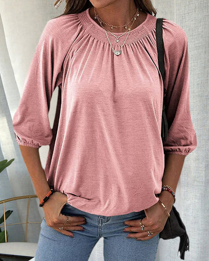 Caro™ - Blouse chic avec manches d'évêque Rosa