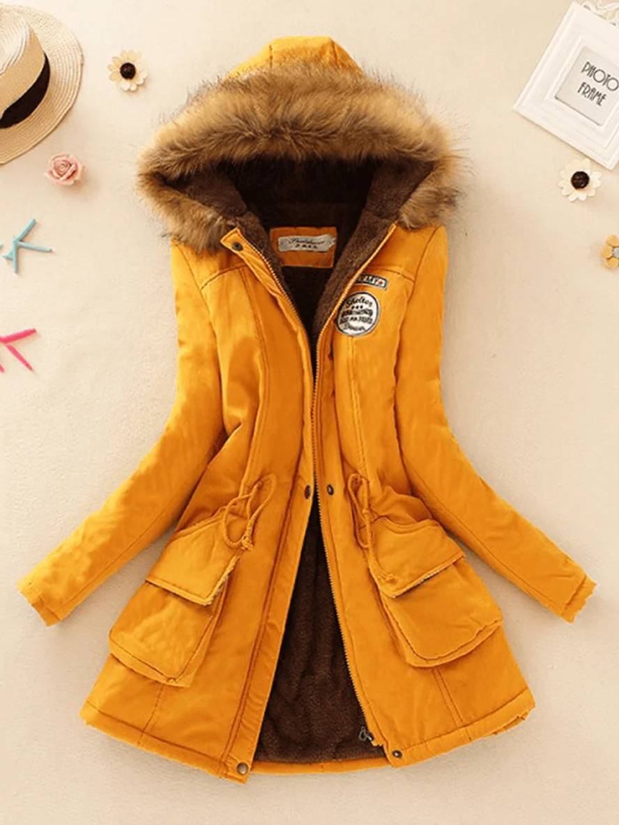 Levoire | Parka Femme En Version Mi-Longue Avec Fermeture Éclair Jaune