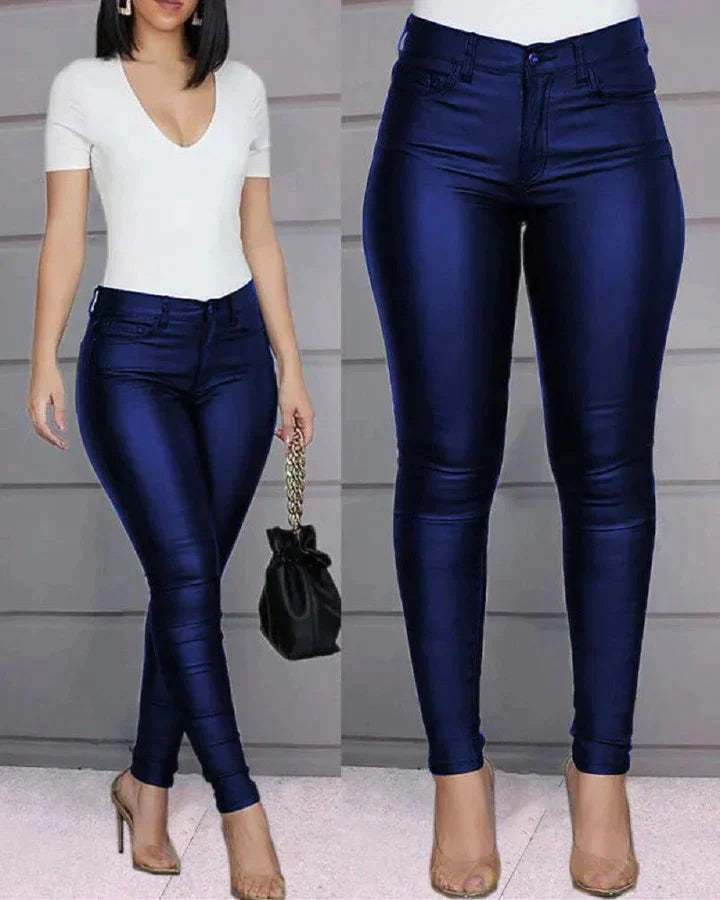 Levoire | Leggings En Cuir Femme Bleu