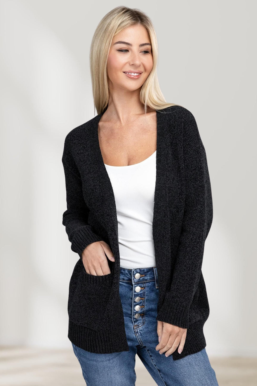 Levoire | Cardigan Sweat Ouvert Pour Toutes Les Occasions Noir