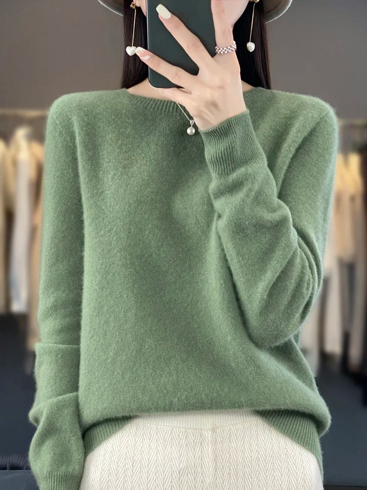 Levoire | Cachemire Pull Femme Col Rond Doux Et Élégant Pull-over Vert clair