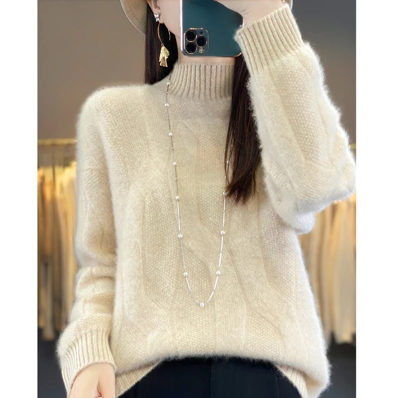 Levoire | Cachemire Tricot Femmes Surpoids Doux Et Chaud Tricoté Pull Beige