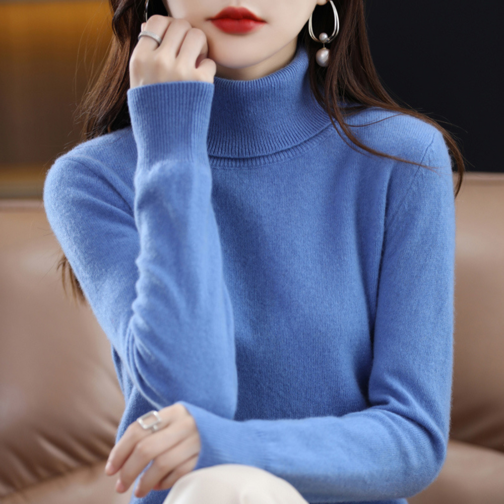 Levoire | Pull Col Roulé Avec Sensation Cachemire Bleu