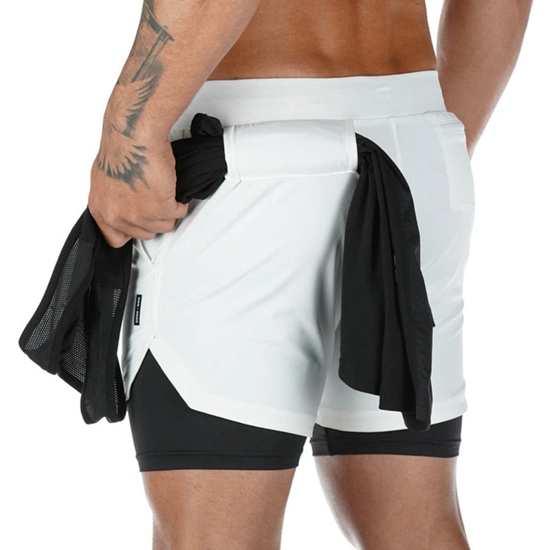 Levoire | Double couche short de course Incl. poche pour téléphone & fente