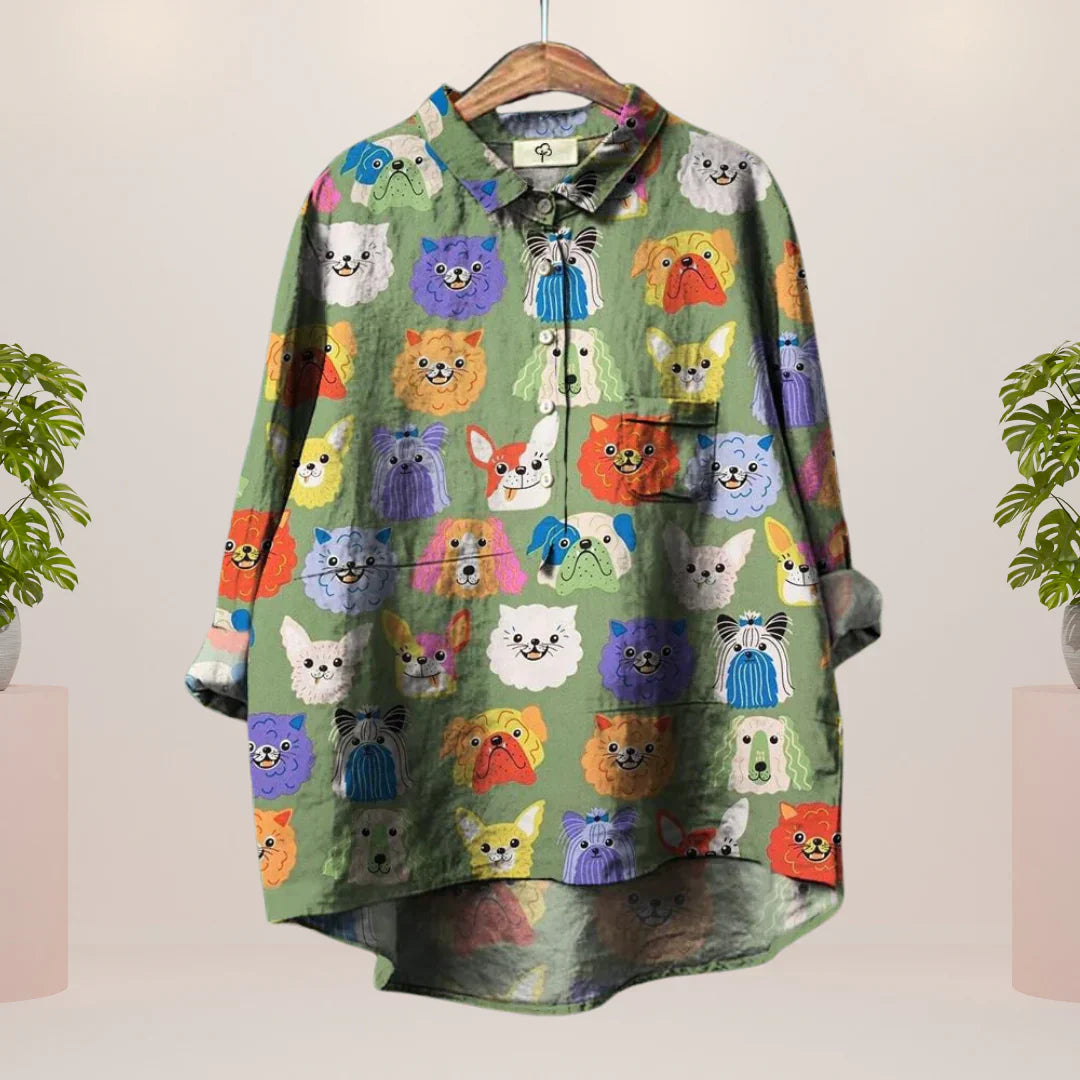 Levoire | T-Shirt Play Avec Impression Artistique Chiens en couleur