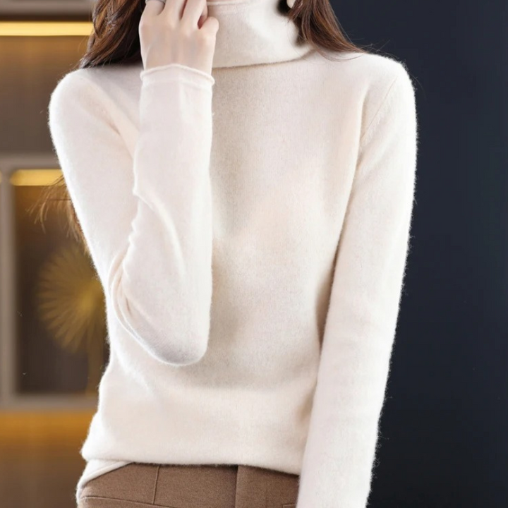 Levoire | Pull à col montant pour femmes Pull confortable, doux et élégant Beige