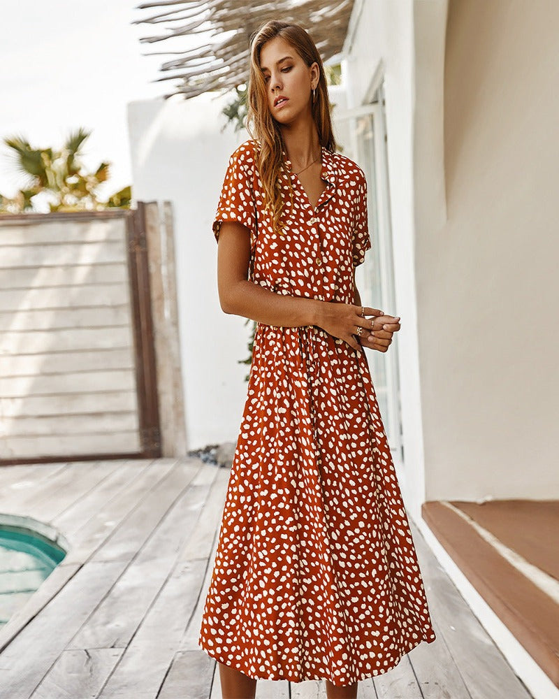 Levoire | Robe chemise pour femmes midi Orange