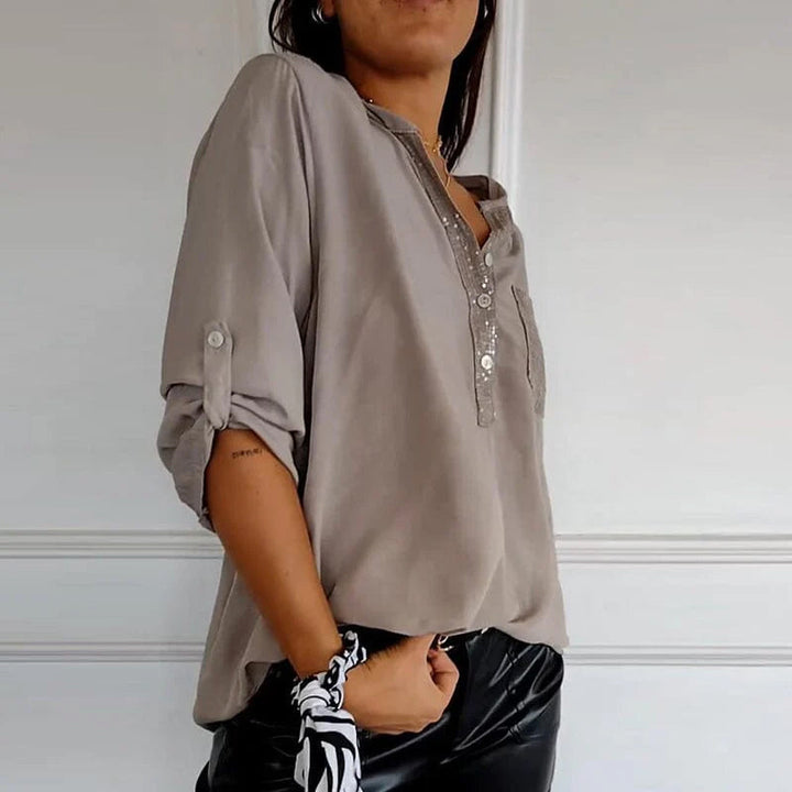 Levoire | Blouse En Coton Avec Paillettes Décolleté En V