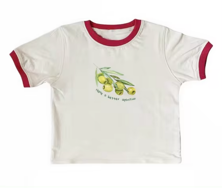 Levoire | Tops Avec Motifs D'Olives Blanc - bord rouge