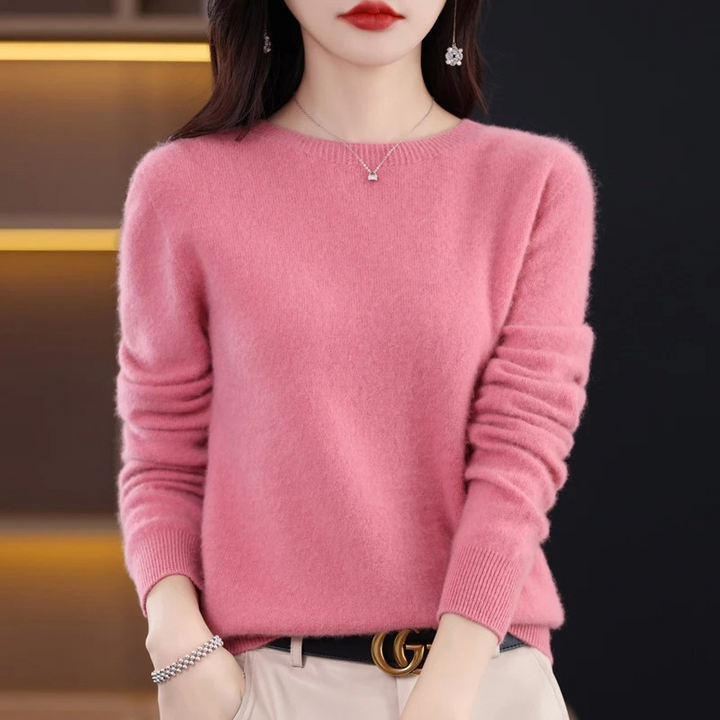 Levoire | Cachemire-pull Nuisettes Col Rond, Doux Luxe & Chaleur Rose pâle