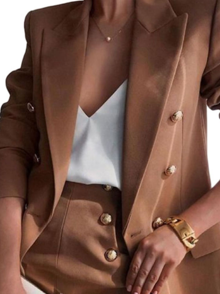 Levoire | Printemps Chic Blazer À Col Revers Et Short Court Ensemble
