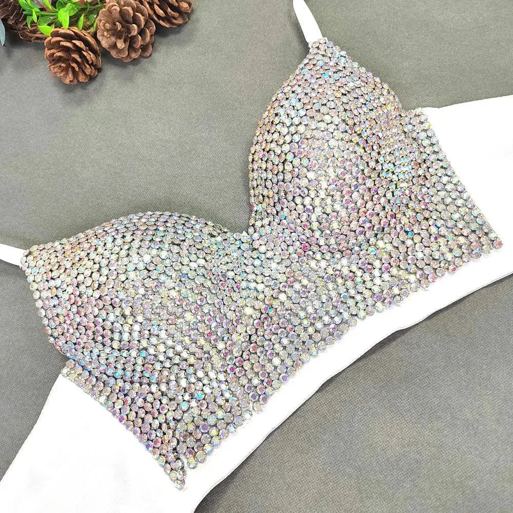 Levoire | Haut sexy bustier à décolleté en V avec de légers diamants