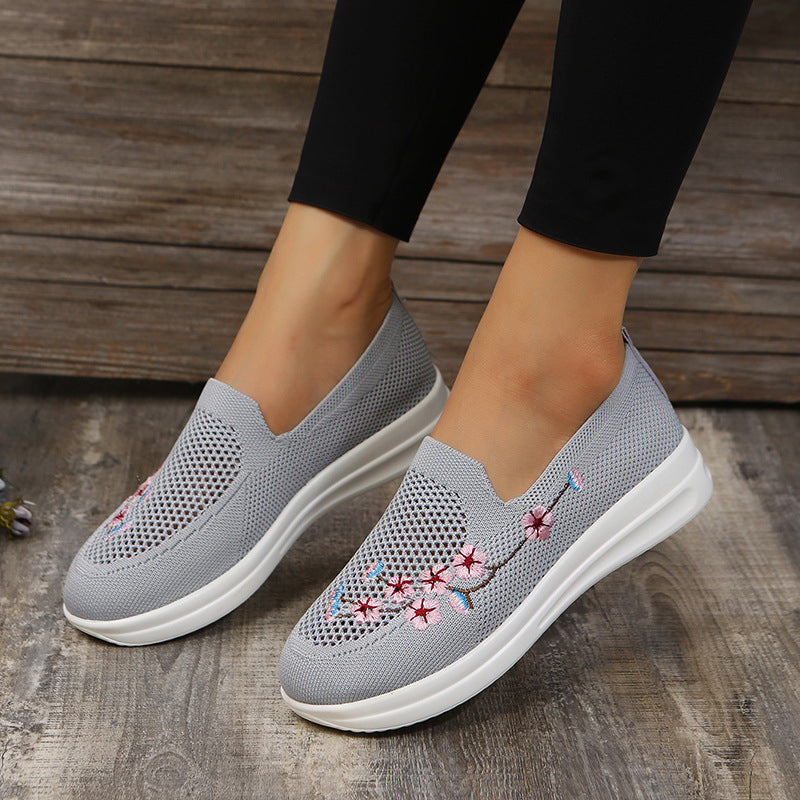 Levoire | Baskets À Enfiler Ergonomiques Avec Détail Floral Pour Femmes Gris
