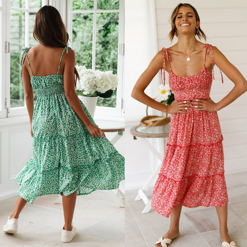 Robe maxi pour femmes avec des détails de volants ludiques et des bretelles délicates Levoire