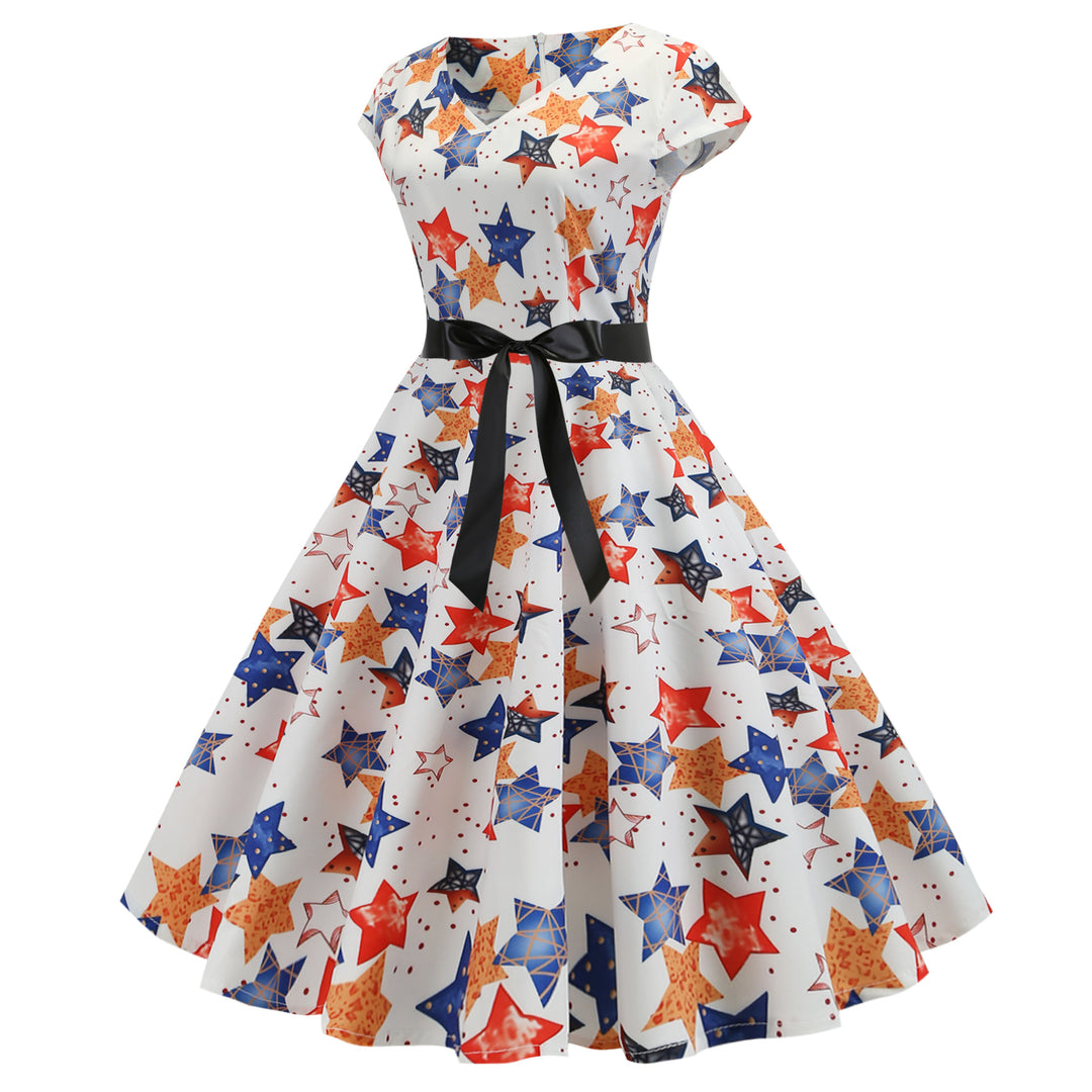 Robe swing pour femmes avec décolleté en V profond et jupe volumineuse Levoire