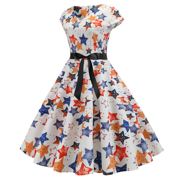 Robe swing pour femmes avec décolleté en V profond et jupe volumineuse Levoire