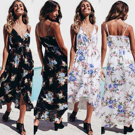 Robe maxi femme avec décolleté en V floral et silhouette fluide Levoire