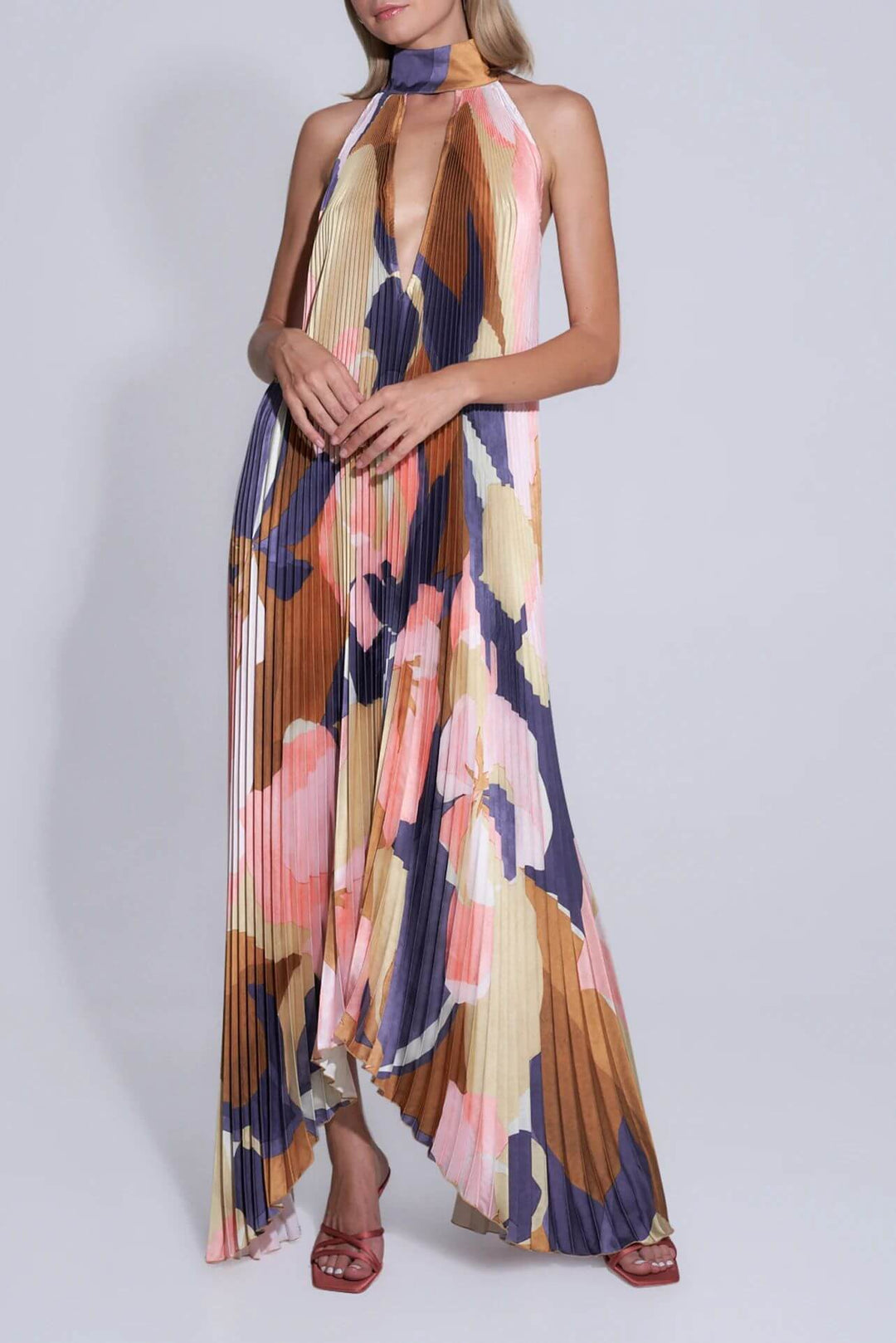 Levoire | Robe Maxi Dos Nu Plissé Braun