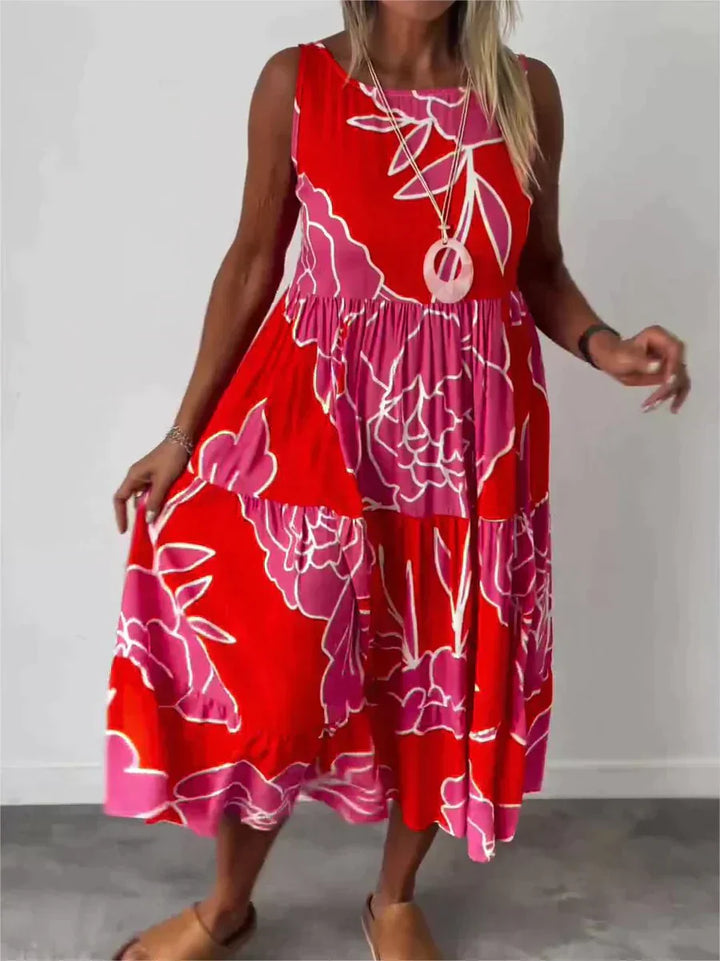 Levoire | Robe Sans Manches Imprimée Rouge