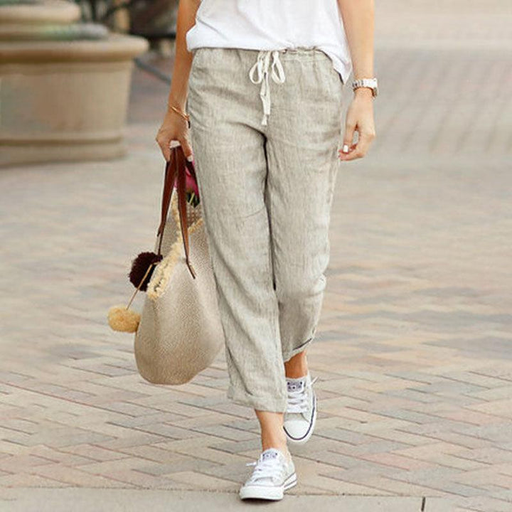 Levoire | Pantalon En Coton À Cordon De Serrage Avec Taille Élastique Beige