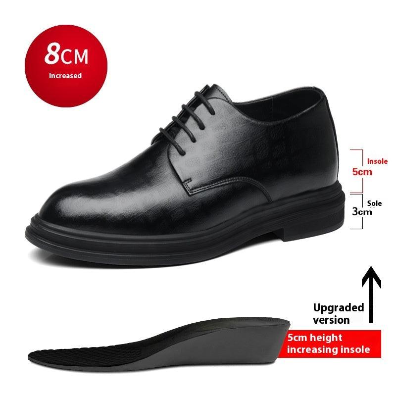 Levoire | Chaussures En Cuir Ajustables En Hauteur Noir, Ascenseur caché 8CM