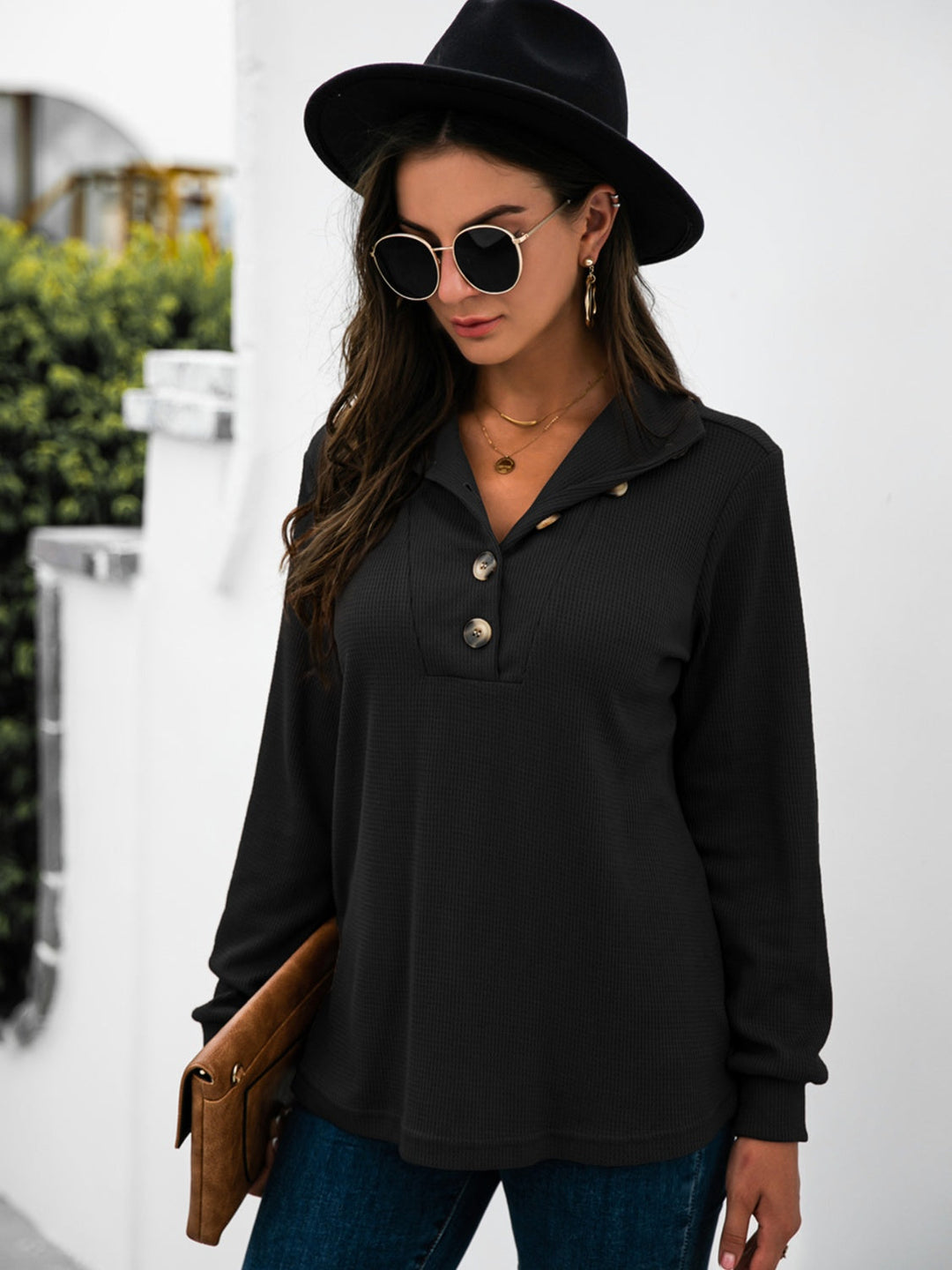 Levoire | Demi-bouton T-shirt à manches longues