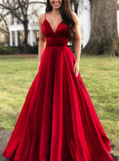 Levoire | Robe de soirée élégante à décolleté en V sans bretelles Rot