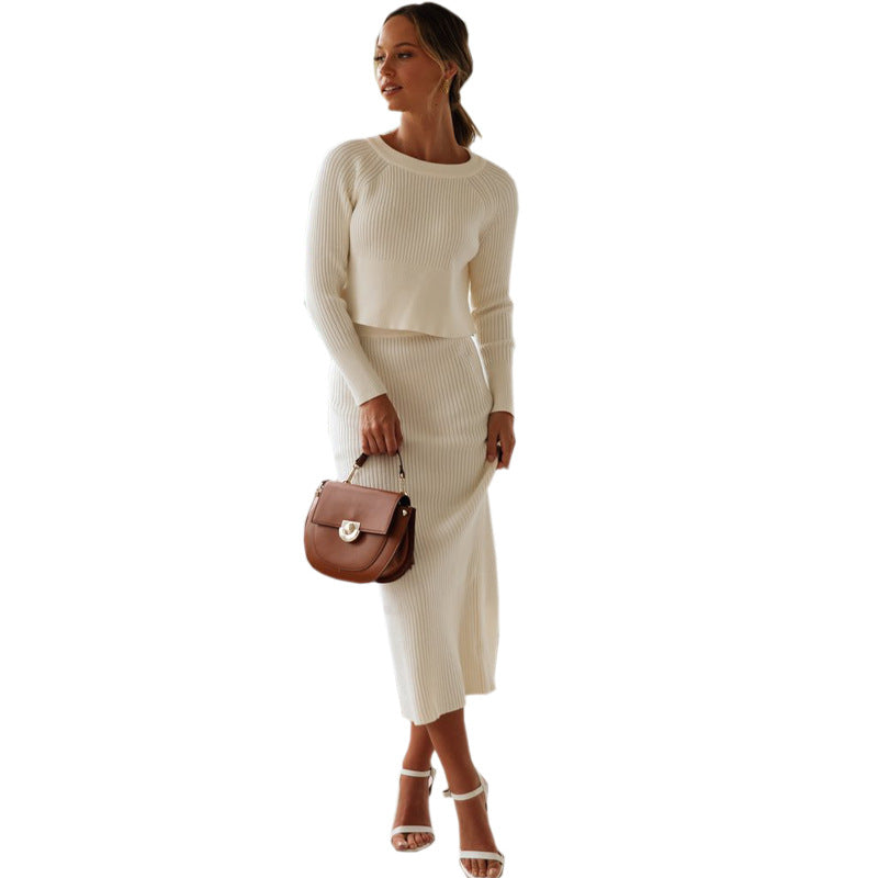 Ensemble en maille élégant pour femmes avec pull court et jupe maxi Levoire