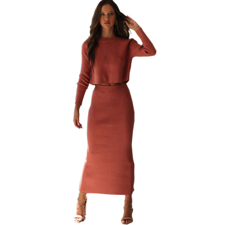 Ensemble en maille élégant pour femmes avec pull court et jupe maxi Levoire