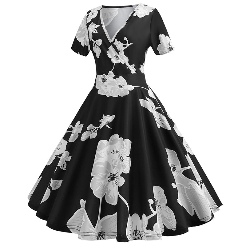 Robe portefeuille pour femmes avec motif floral et élégante encolure en V Levoire