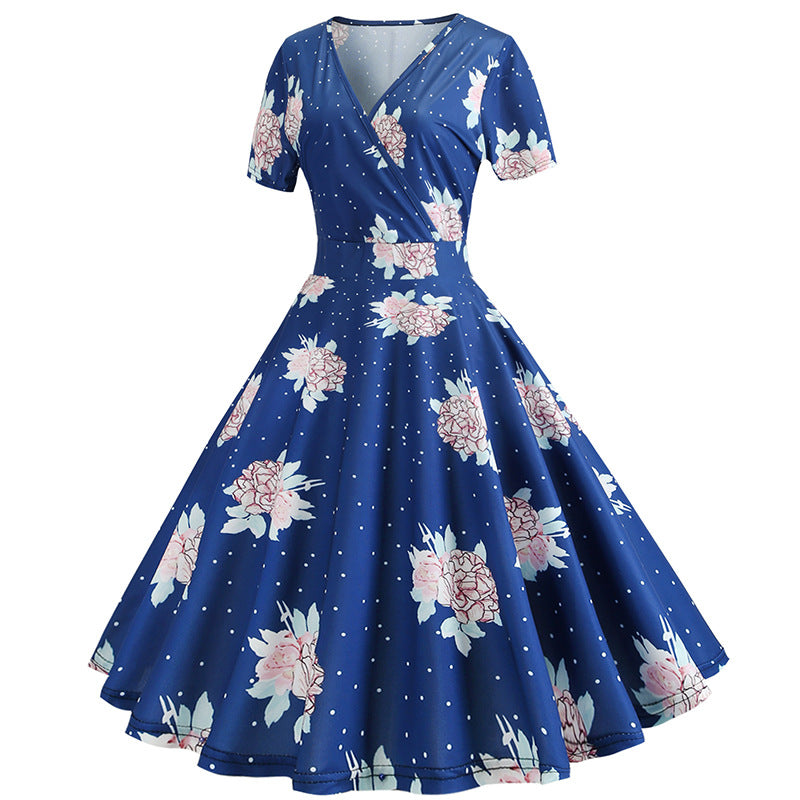 Robe portefeuille pour femmes avec un design floral et des pois Levoire