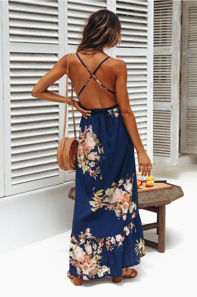 Robe maxi femme avec accents floraux et look élégant enroulé Levoire