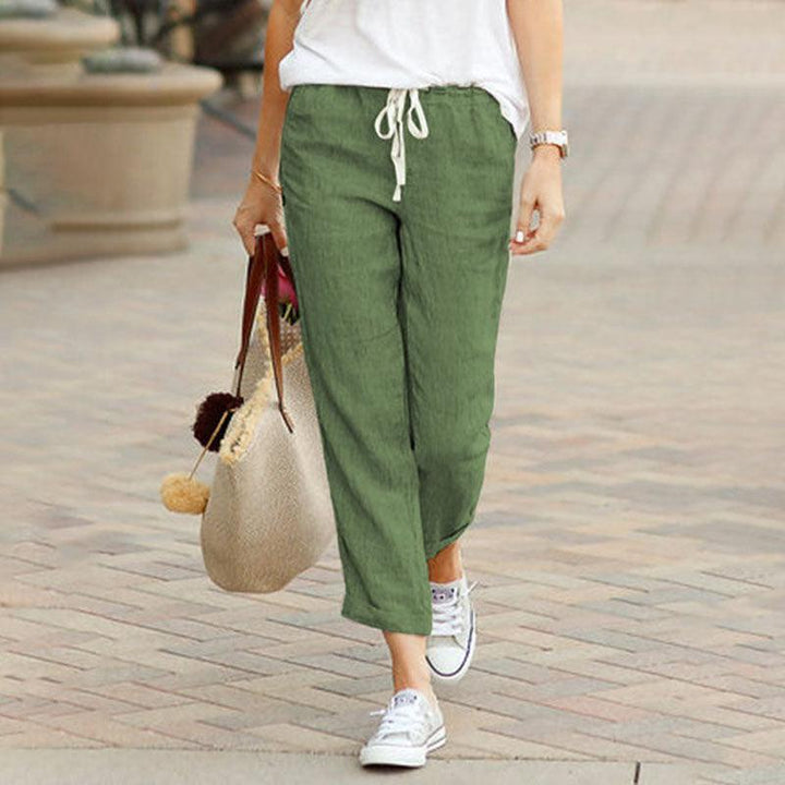 Levoire | Pantalon En Coton À Cordon De Serrage Avec Taille Élastique Vert