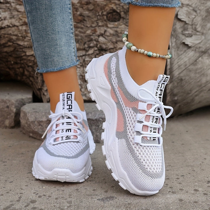Levoire | Baskets Tricotés Colorblock Couleur rose pâle