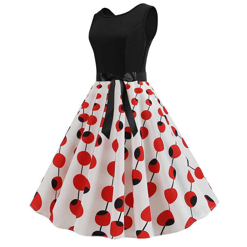 Robe swing pour femmes avec motif à pois et jupe évasée Levoire