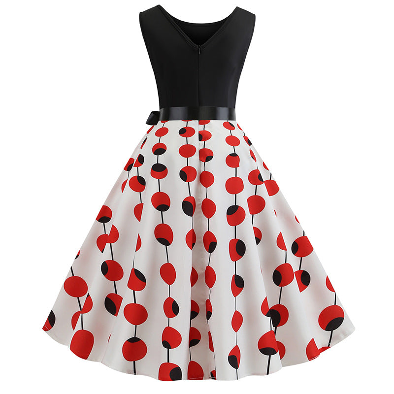 Robe swing pour femmes avec motif à pois et jupe évasée Levoire