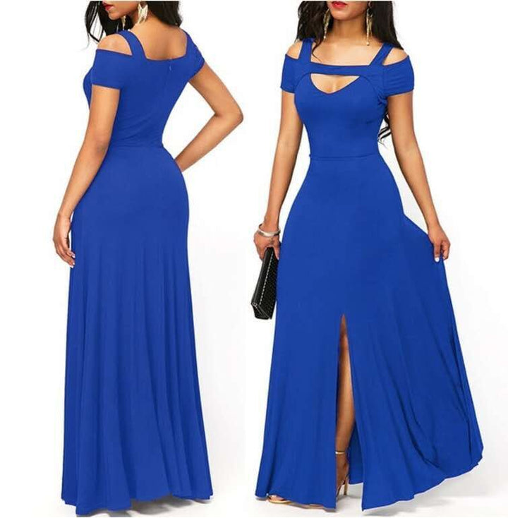 Robe maxi femme avec design dénudé des épaules et fente élégante Levoire