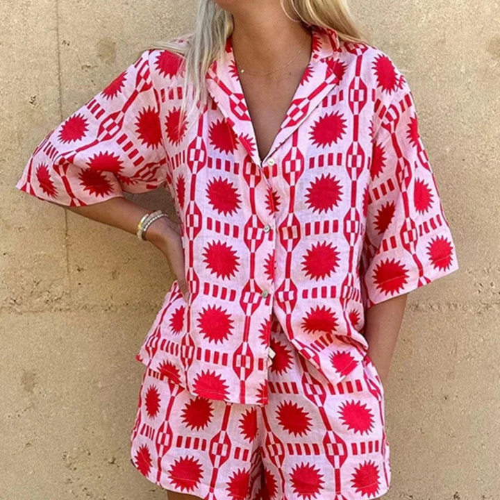 Levoire | Ensemble D'Été Léger À Motif Vivant Rot