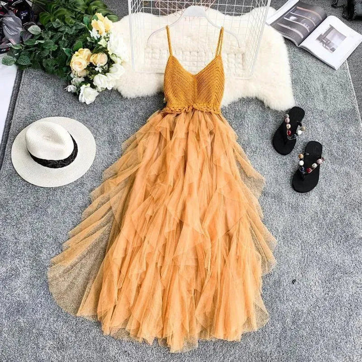 Levoire | Robe en mailles filet Jaune