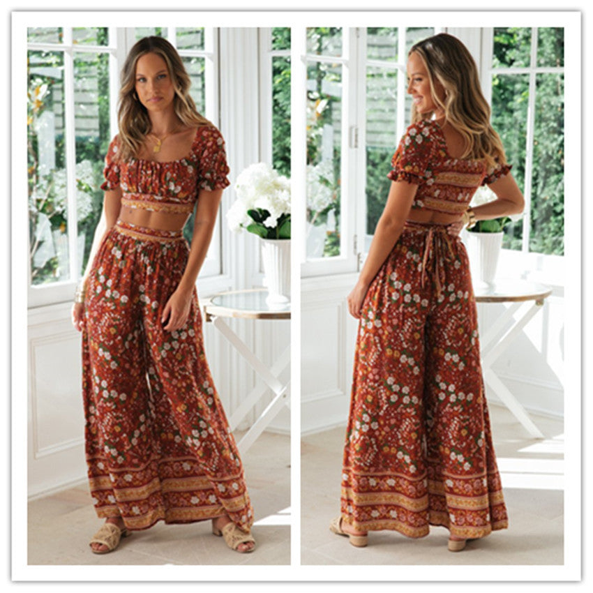 Ensemble femme deux pièces avec top court et pantalon large Levoire