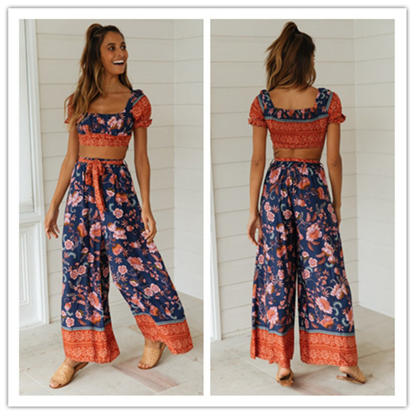 Ensemble femme deux pièces avec top court et pantalon large Levoire