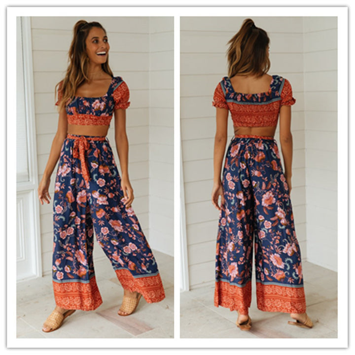 Ensemble femme deux pièces avec top court et pantalon large Levoire