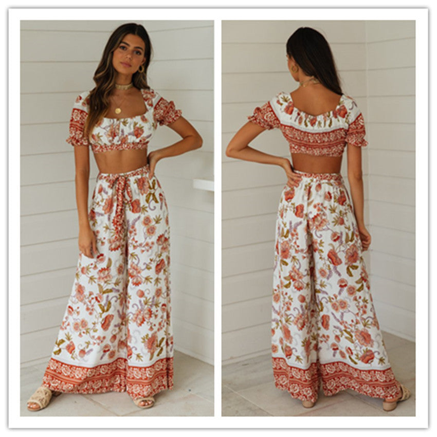 Ensemble femme deux pièces avec top court et pantalon large Levoire