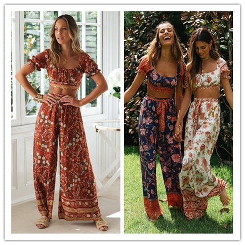 Ensemble femme deux pièces avec top court et pantalon large Levoire